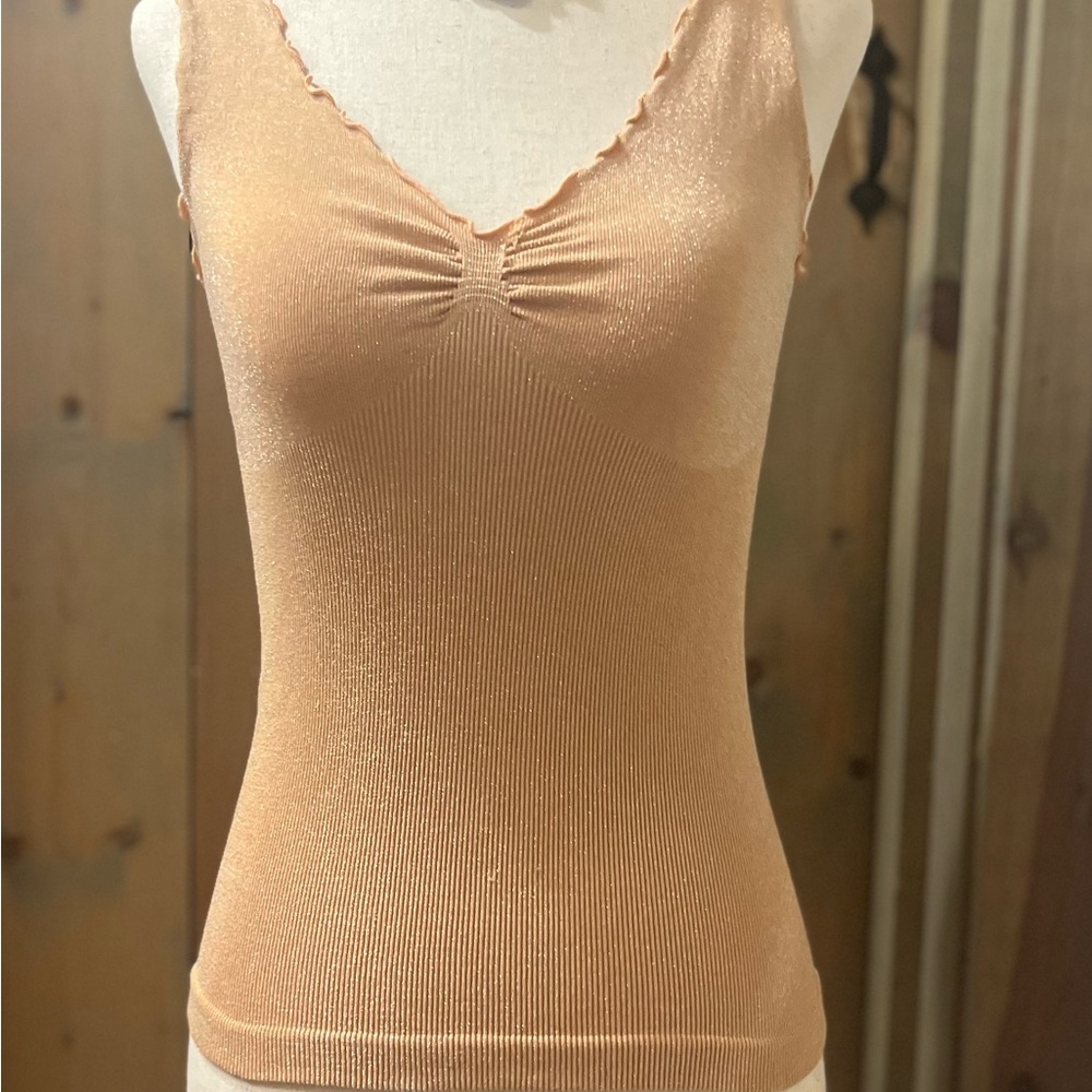 Bebe Tan Fitted Ruched Camisole